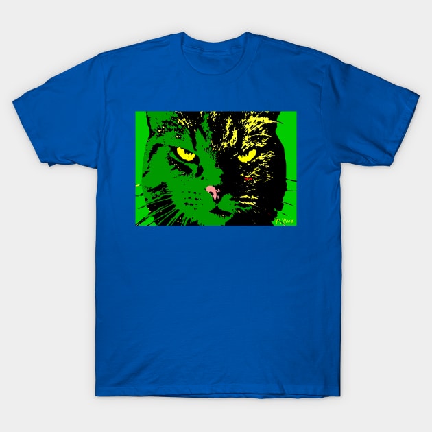 ANGRY CAT POP ART - GREEN YELLOW BLACK T-Shirt by NYWA-ART-PROJECT